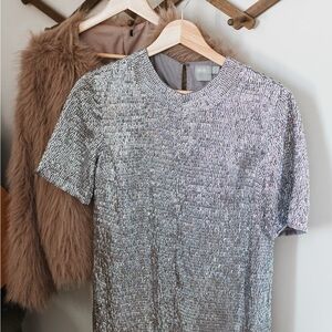 ASOS sparkle dress with front slit.